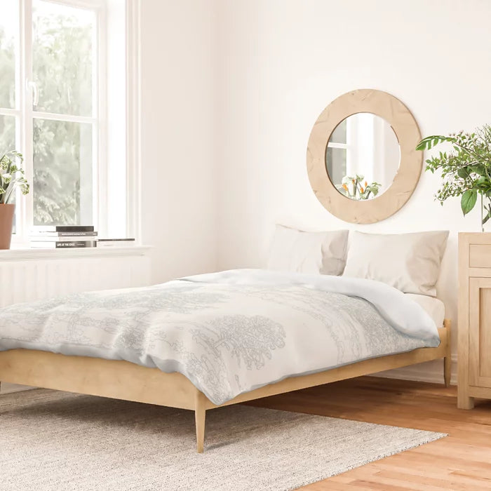 Meandering through the forest duvet cover in light green