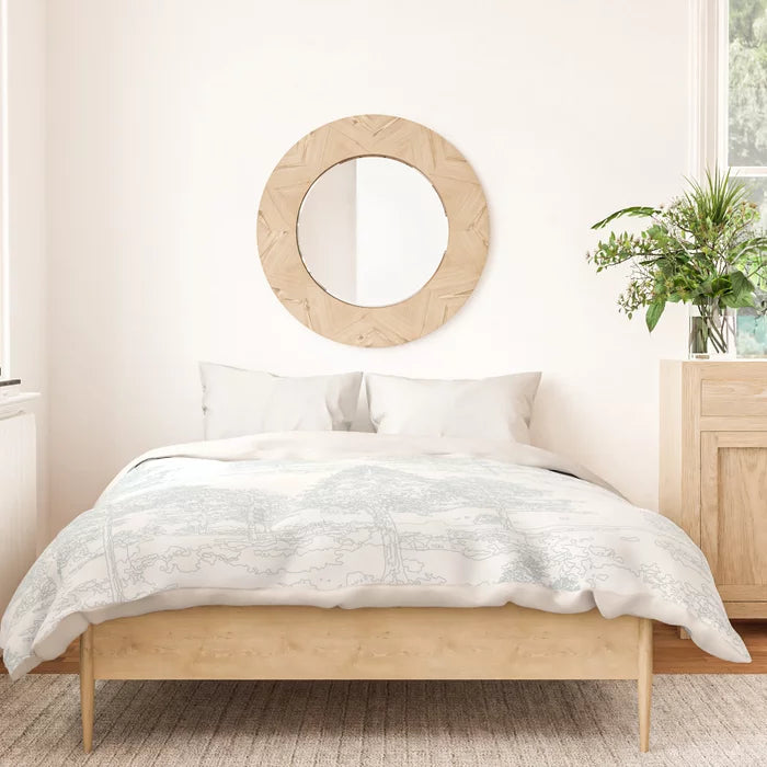 Meandering through the forest duvet cover in light green