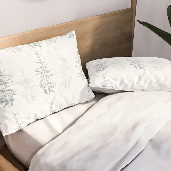 Pines against the snow pillow sham - light green