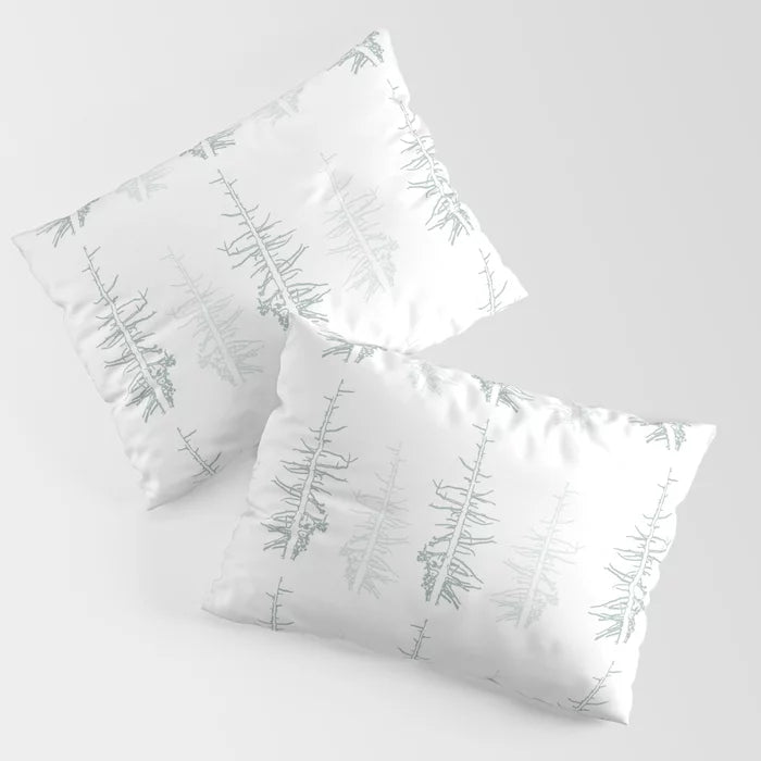 Pines against the snow pillow sham - light green
