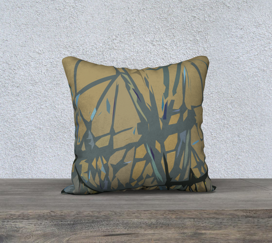 Abstract trusses in shades of ochre 18 x 18" pillow case