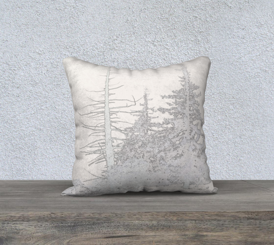 Icy forest in pale neutrals 18 x 18 pillow
