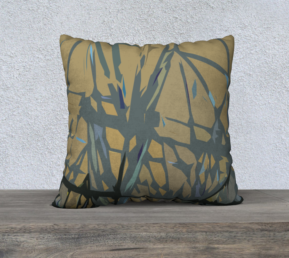 Abstract trusses in shades of ochre 22 x 22" pillow case