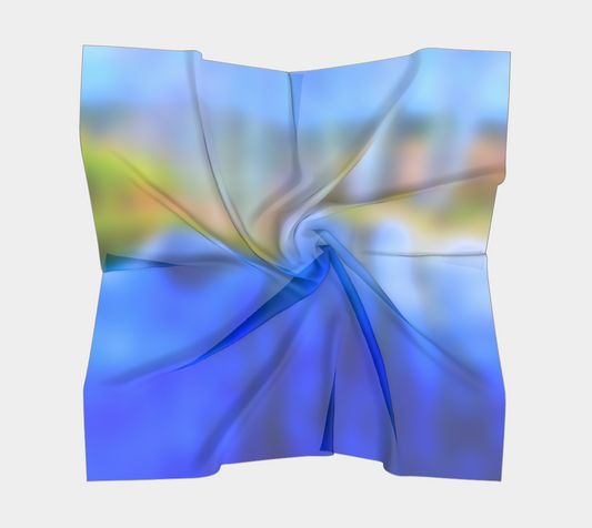 Reflections in blue and gold square scarf