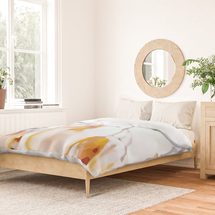 Tangle of twigs in peaches and cream duvet cover