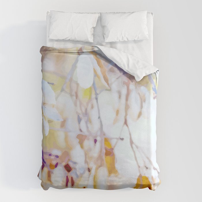 Tangle of twigs in peaches and cream duvet cover