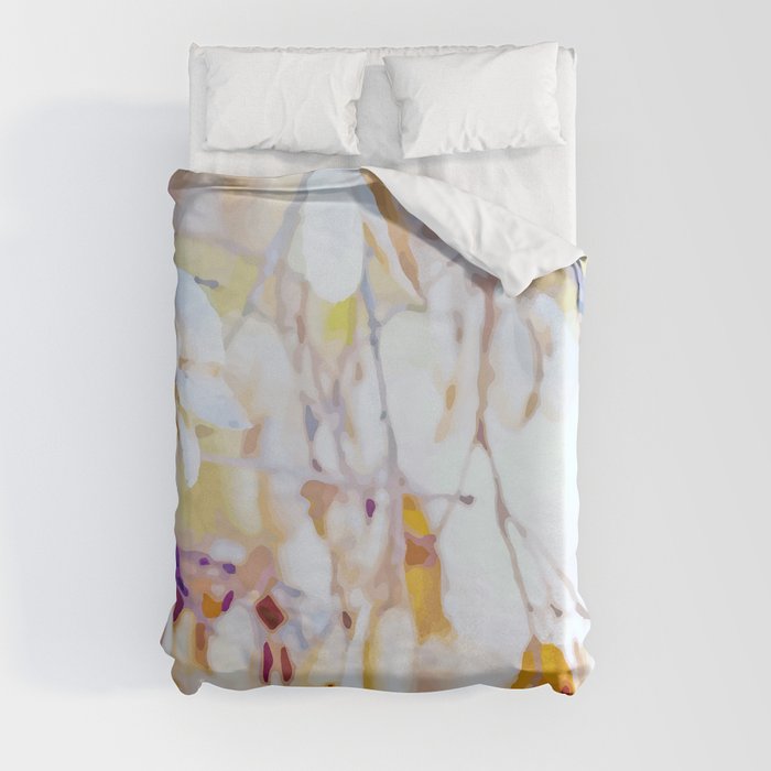 Tangle of twigs in peaches and cream duvet cover