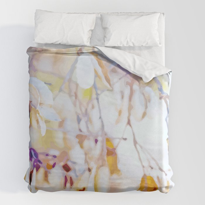 Tangle of twigs in peaches and cream duvet cover