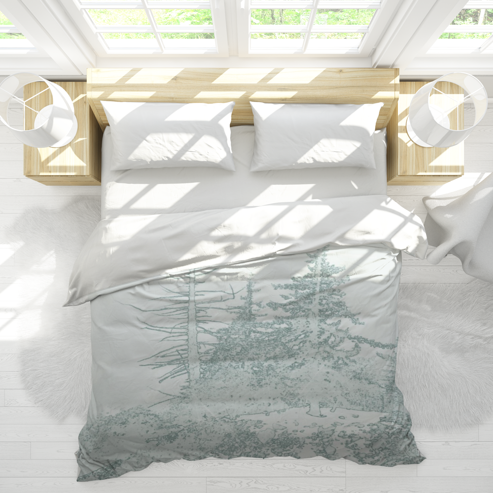 Icy Forest in Pale Green duvet cover