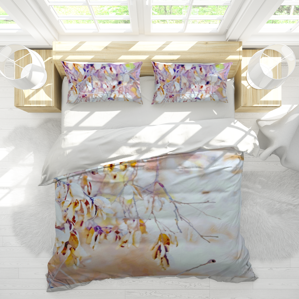 Tangle of twigs in peaches and cream duvet cover